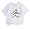 Kids Boys Girls 100% Cotton Crew Neck Short Sleeve T-Shirt, Cute Chibi Cartoon Three Friends Print Casual Soft Breathable Tee for Daily Play Wear, Lov