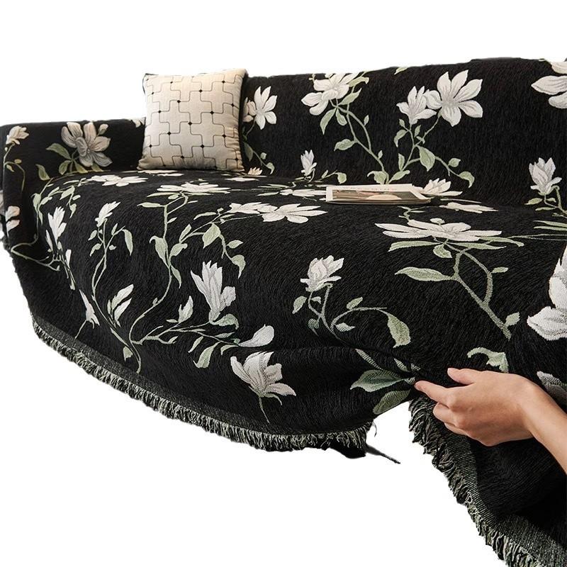 Sofa Cover Vintage American Style Chenille Sofa Towel Anti Cat Scratch Light Luxury Cushion Cover Blanket Home Textile