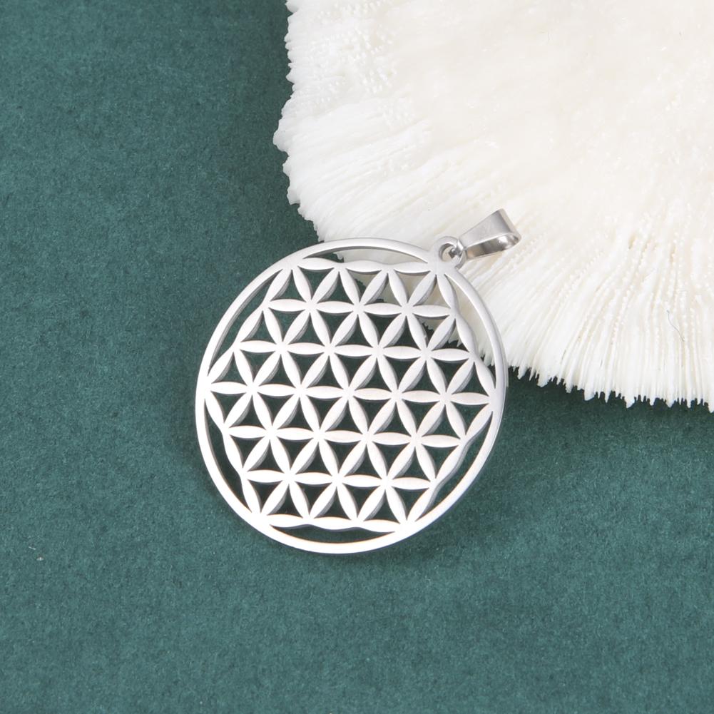 Lemegeton Flower of Life Charm Necklace DIY Jewelry Making Stainless Steel Golden Mandala Pendant Jewelry Handmade
