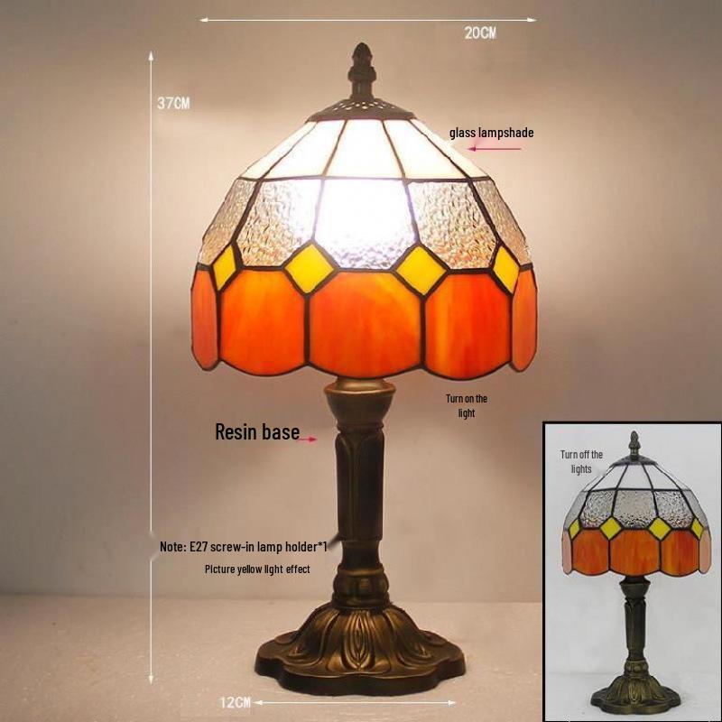 Retro Nostalgic Tiffany Bank Lamp for Living Room or Bedroom