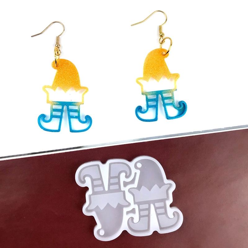 Christmas Elf Shape Pendant Earrings Silicone Mold Suitable for Epoxy Resin Diy Craft Charms Ornament Jewelry Making