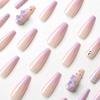 Wear manicure purple gradual change long ballet three-dimensional flower rhinestone manicure patch nail piece nail piece