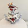 Art Cat Teapot Demon Cat Resin Craft Ornament Gothic Home Decor Unique Sculpture Gift for Collectors Tea Lovers