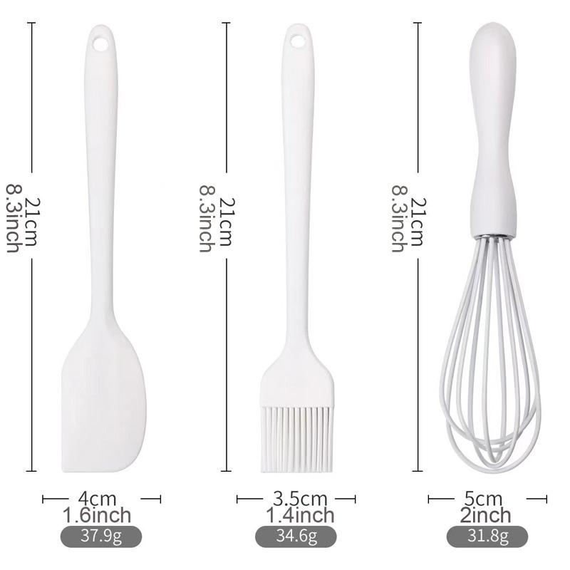 3 PCS Silicone Baking Set Cake Cream Spatula Scraper Egg Whisk Barbecue Oil Brush Gadget Kitchen Supplies