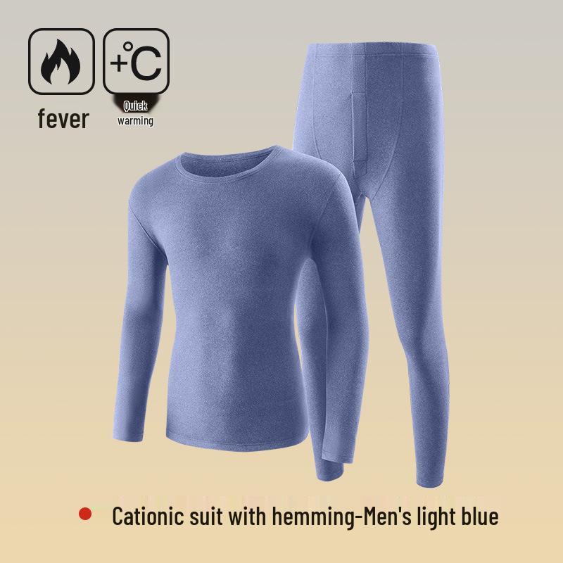 Men's 7A Antibacterial Autumn/Winter Thermal Underwear Set - Round Neck, Slim Fit