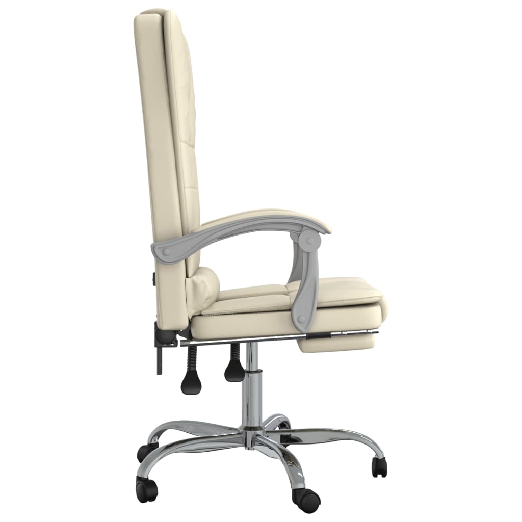 Massage Office Chair In Cream Synthetic Leather