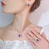 Jewelry Set Earrings Necklace Ring Light Luxury Heavy Industry Bright Pigeon Ruby Female