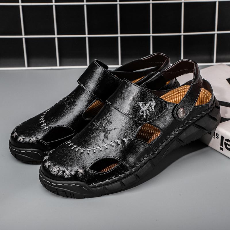 Summer Men's Leather Sandals Classic Roman Sandals Slipper Outdoor Sneaker Beach Rubber Flip Flops Men Water Trekking Sandals