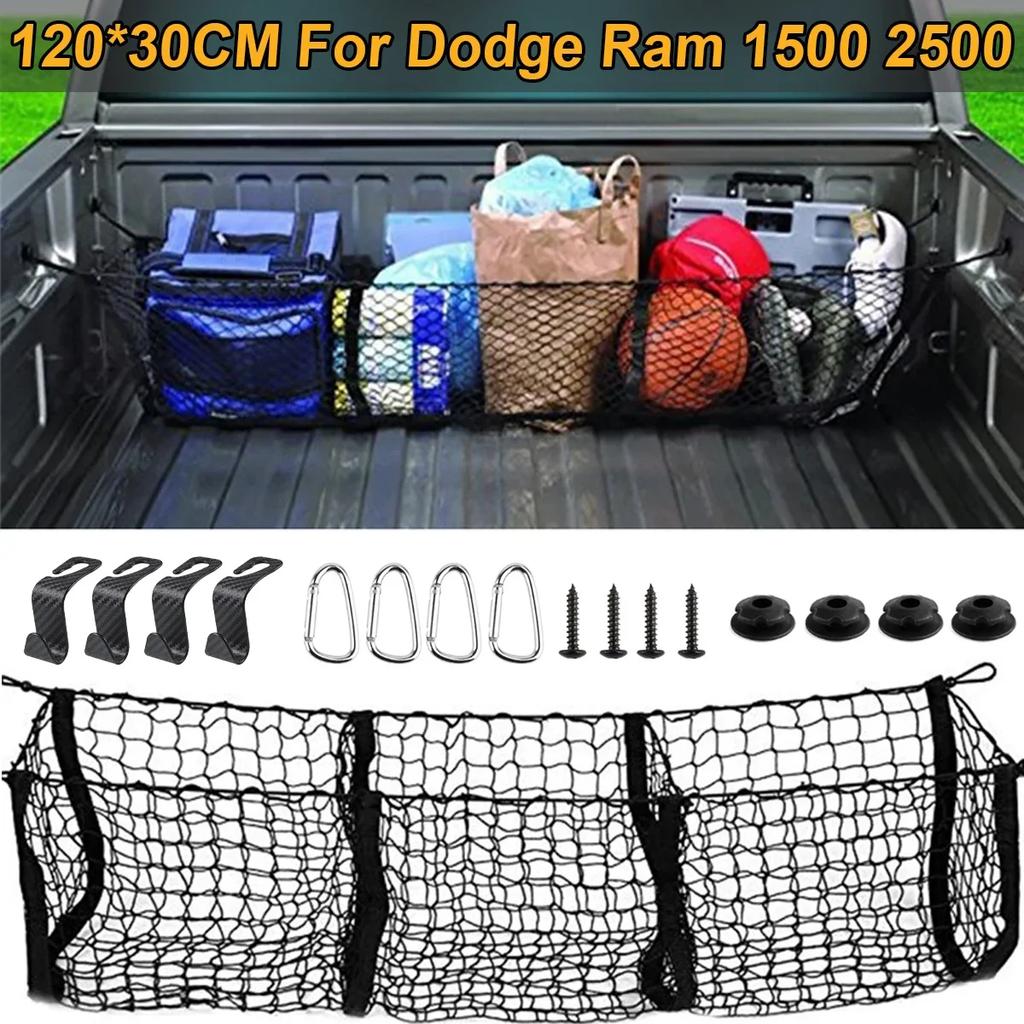 SJL4 For Dodge Ram 1500 2500 3500 4500 5500 Pickup Van 3/4 Pocket Cargo Net Trunk Luggage Storage Organiser Mesh Car Accessories