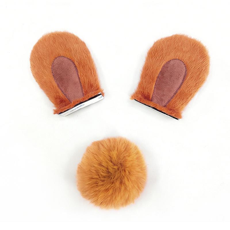 Cute Rabbit Ear Helmet Decoration Female Knight Helmet Modification Accessories Plush Rabbit Ear Tail Helmet Jewelry