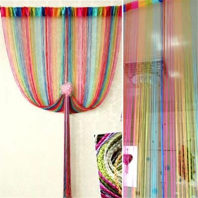 200*100cm Thread Door Curtains Colorful Screen Ribbon String Divider Blind Curtain Low-elastic Yarn Panel Tassel Curtain