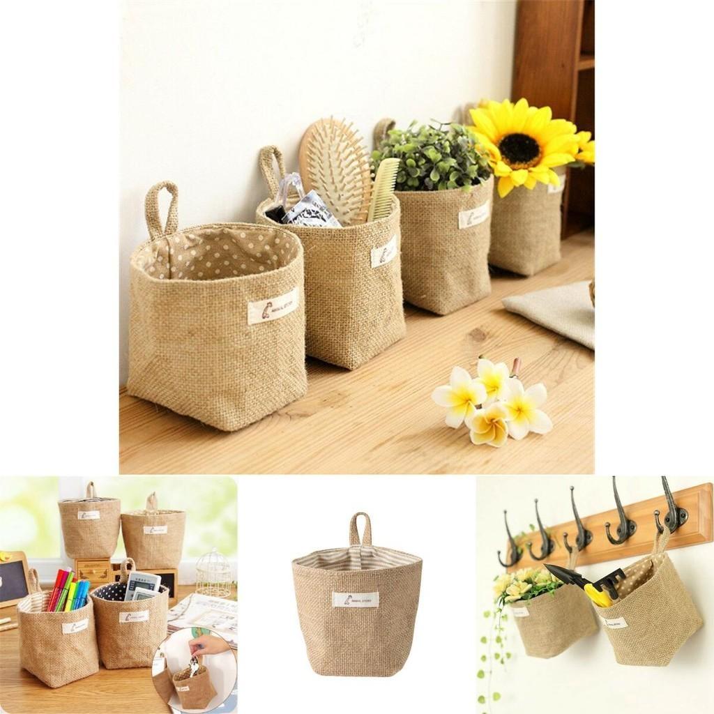 Stylish Cotton Linen Wall Hanging Mini Storage Basket For Kids Toy Sundries Organizer