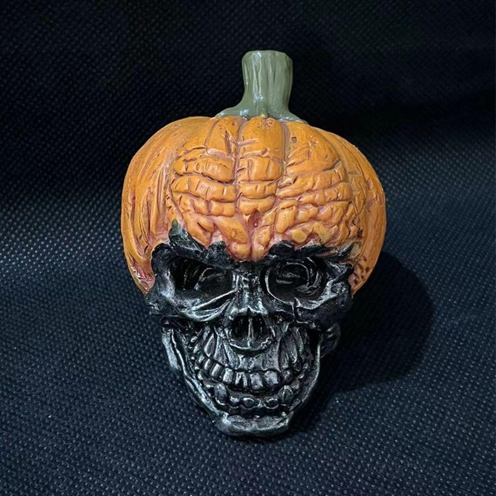 Resin Artificial Skull Head Model Vintage Fake Skeleton Ornament  Holiday Party Decor