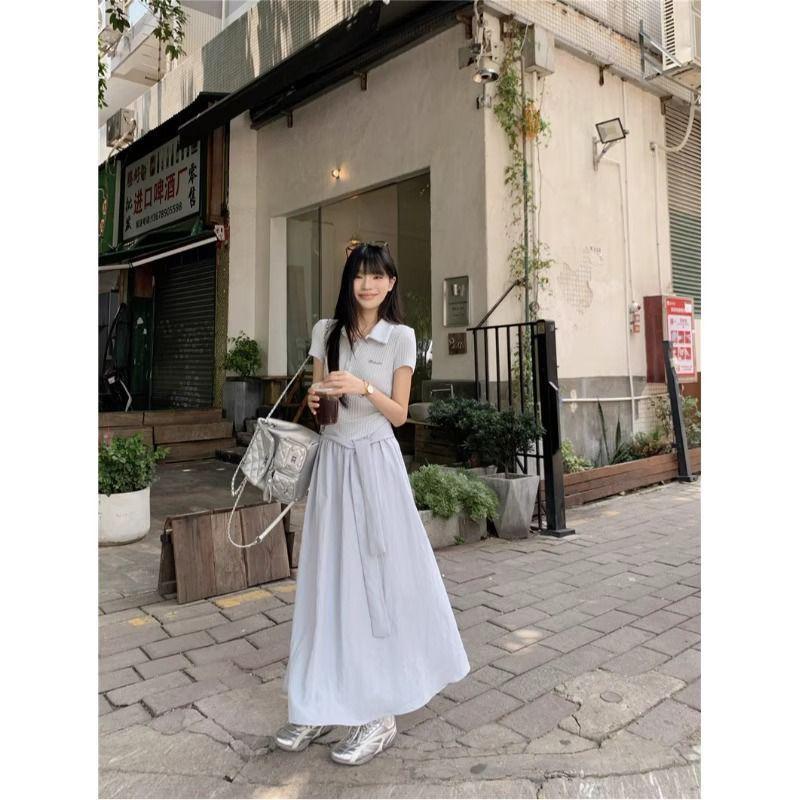 Korean Version of the Design Sense POLO Collar Strap Short-sleeved Dress Women's 2026 Summer New Niche Chic Thin Dress