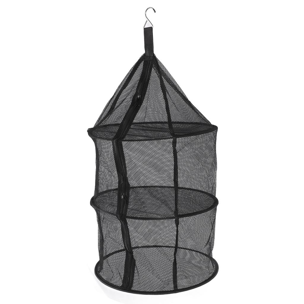Drying Rack 3 Layers Folding Fish Mesh Foldable Hanging Drying Fish Net for Fish Fruit Vegetables with Zipper Opening