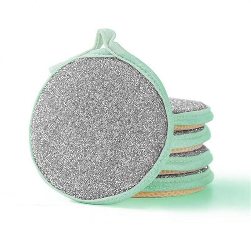 

5 шт. двухсторонняя губка для мытья посуды, сковорода, кастрюля, губки для мытья посуды, бытовые чистящие средства, кухонная утварь, щетка для мытья посуды зелёный