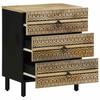 VidaXL Bedside Table Black 50x33x62 Cm Solid Raw Mango Wood, Bed Cabinet, Bedroom Furniture, Table of 4018637