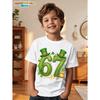 Six Seven Bruh 67 Meme Kids Clothes Happy St. Patrick's Day Girl Boy T-Shirt Children's Clover Irish Day Crew Neck Short Sleeves