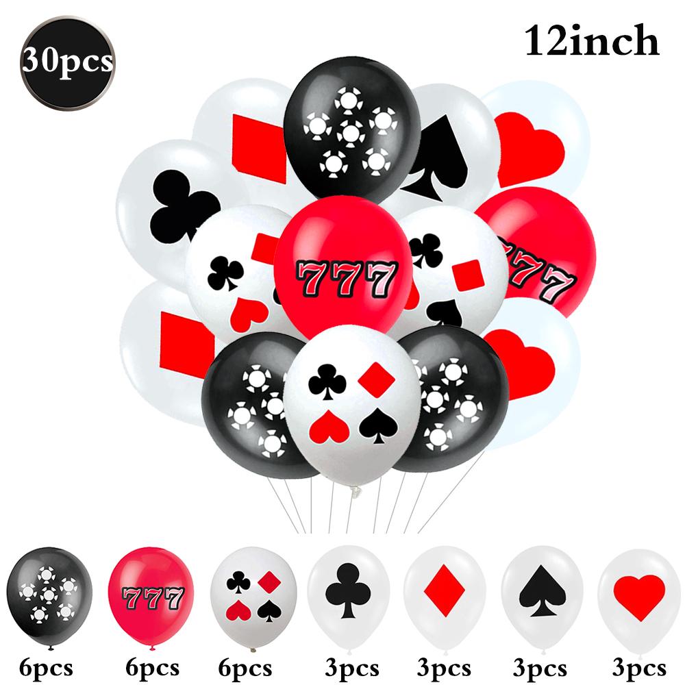 Poker Casino Party Decoration 12inch Latex Balloon Aluminum Foil Dice Balloons Wedding Christmas Casino Party Birthday Supplies