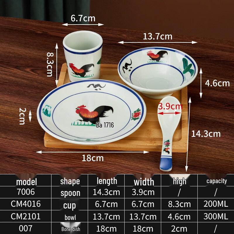 

Chinese Melamine Rooster Tableware Set