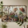 [1 panneau vintage] Panneau en métal rustique vintage à motif floral | Décoration murale de jardin avec fleurs, arrosoir et chapeaux | Décoration murale résistante