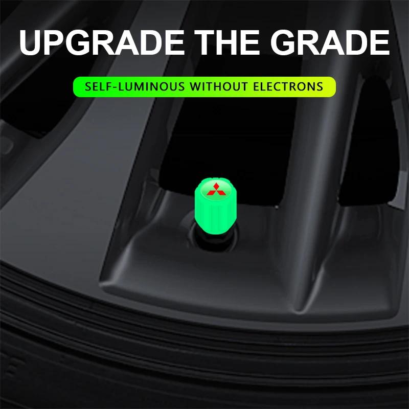 4Pcs Luminous Car Tire Valve Caps Badge Emblem Styling Emblem For Mitsubishi Lancer ASX Outlander Pajero Carisma L200 Galant lcbn94
