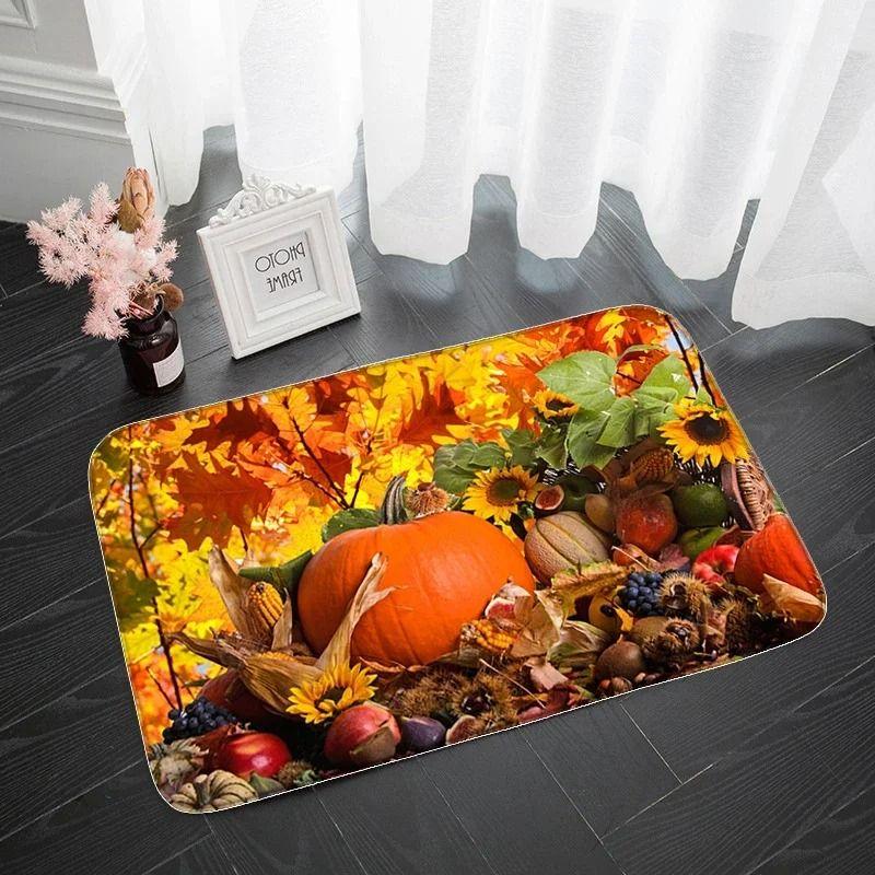 Sunflower Series Door Mat Non Slip Bathroom Kitchen Rugs for Home Living Room Decoration Flower Printed Washable Entrance Carpet