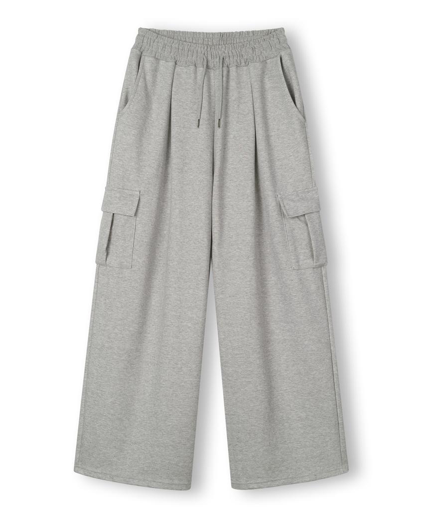 TOPBOY [Non-Fleece Or Fleece-Lined] Comfort Cargo One-Pleat Wide Training Pants Melange