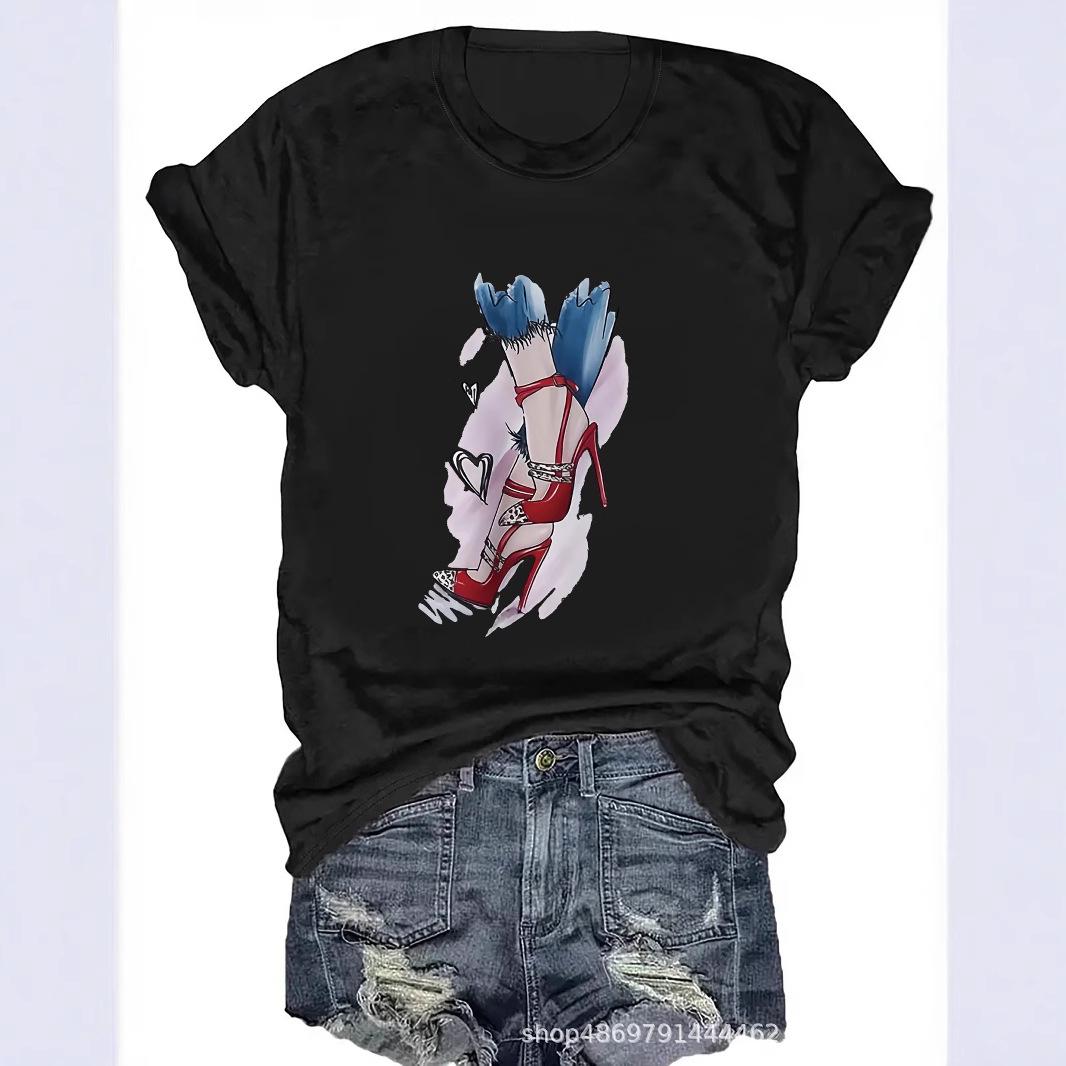 

Cross-Border Fashion Women s Round Neck T-Shirt Small (S) зелений