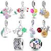 copper Charm Bead Charms Bead Charms Plants Flowers Rose Tree of Life Clip Dangle Compatible With Authentic Pandora Bracelets Bangle Jewellery