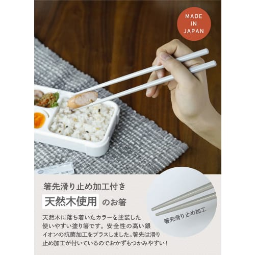 CB Japan Chopsticks with Case, Antibacterial, Light Gray, Dishwasher Safe, Bento Chopsticks, 20.5cm, Quiet, Easy To Store In the Case, Natural Wood, L