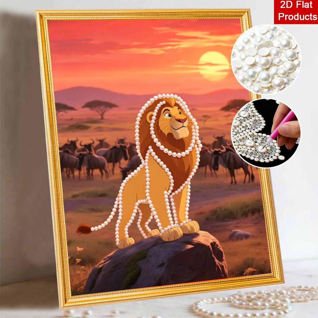 Disney Pearl Painting Head Lion King Themed Creative Pearl Art Painting 5D DIY Pearl Embroidery Mosaic Cross Stitch Kit Home Decor