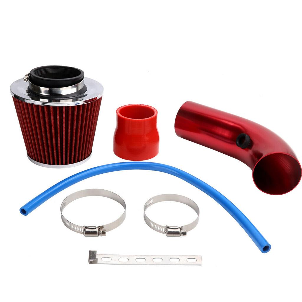 Car Universal 3" 76mm Air Filter & Cold Air Intake Pipe Turbo Induction Pipe Tube Kit With Air Filter Cone Aluminum Pipe Kit