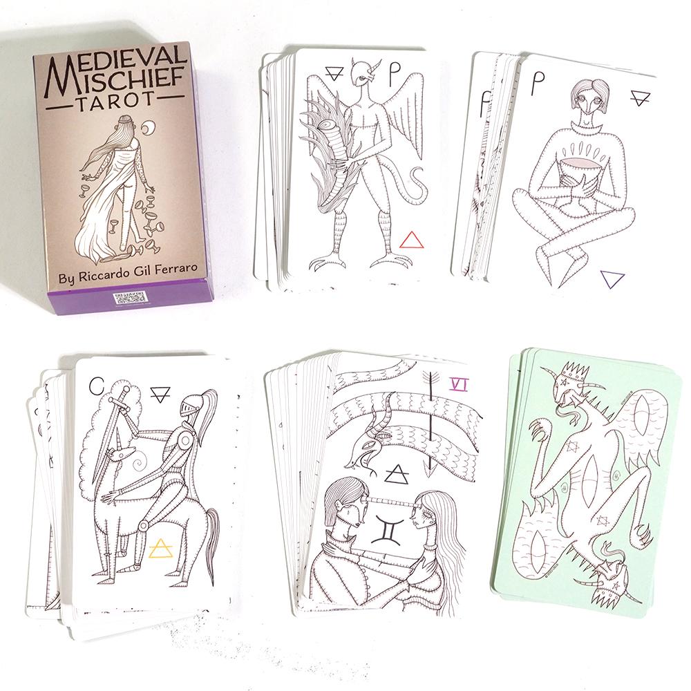 10,3*6 cm Medieval Mischief Tarot Training Deck 78-delars lek med traditionell tarot med nyckelord av Riccardo Gil Ferraro