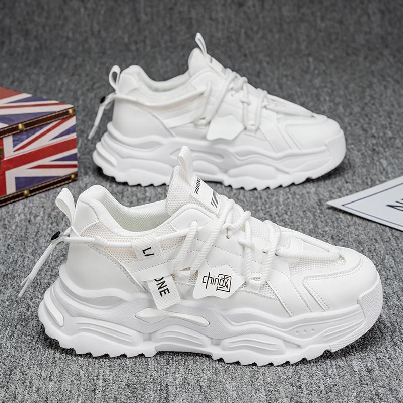 Herrenschuhe Sommer atmungsaktiv neue lässige schwarze Sneaker dicke Sohle erhöhend Papa Arbeitsschutzschuhe Mesh-Sohle