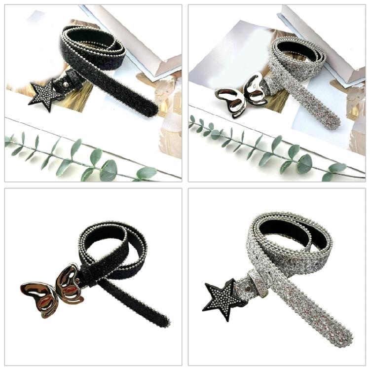 Girl Glittered Waist Belt Street Dance Jeans Belt Decorative Butterfly Belt