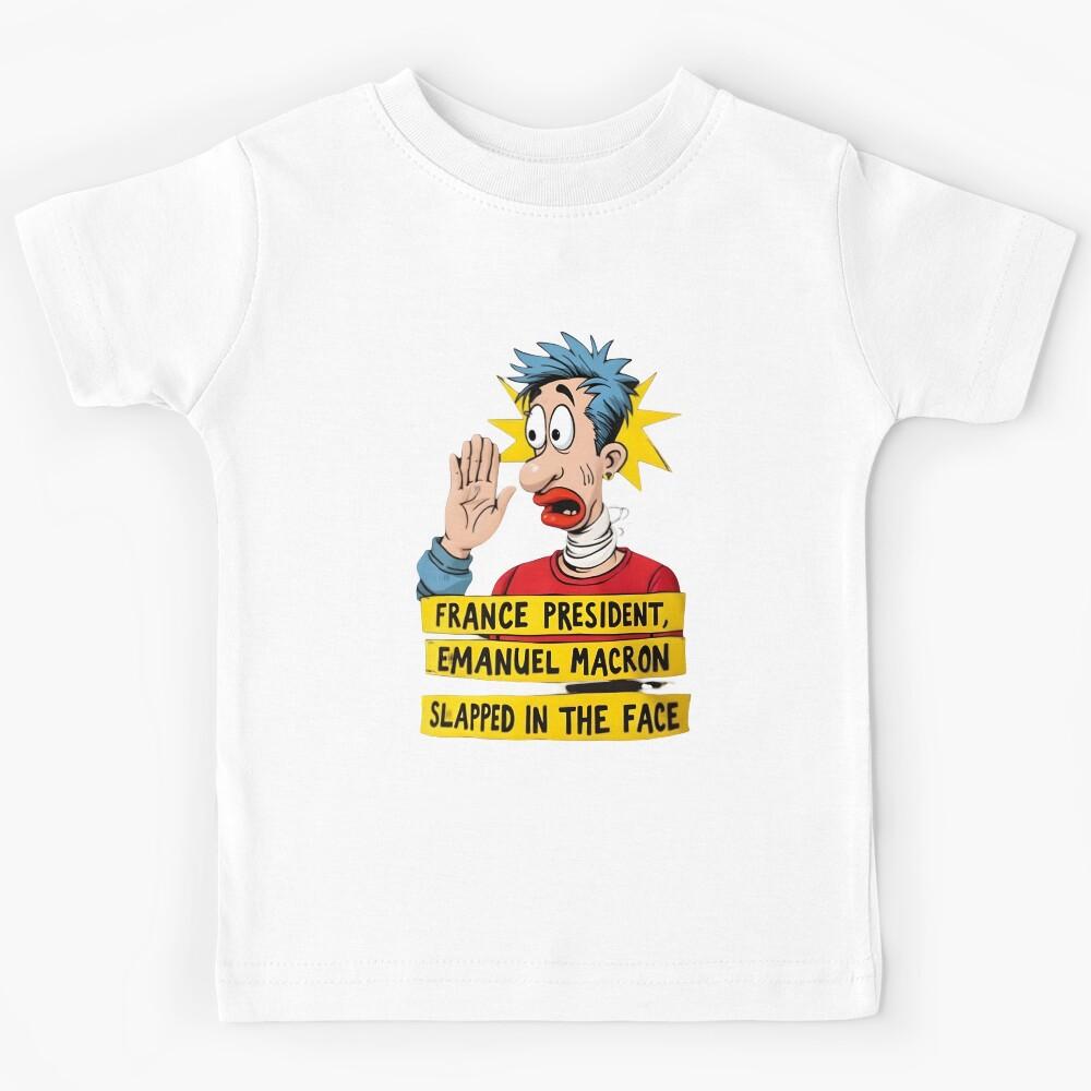Emmanuel Macron Slapped Meme - French President Slap in the Face Viral Moment Kids T-Shirt 170
