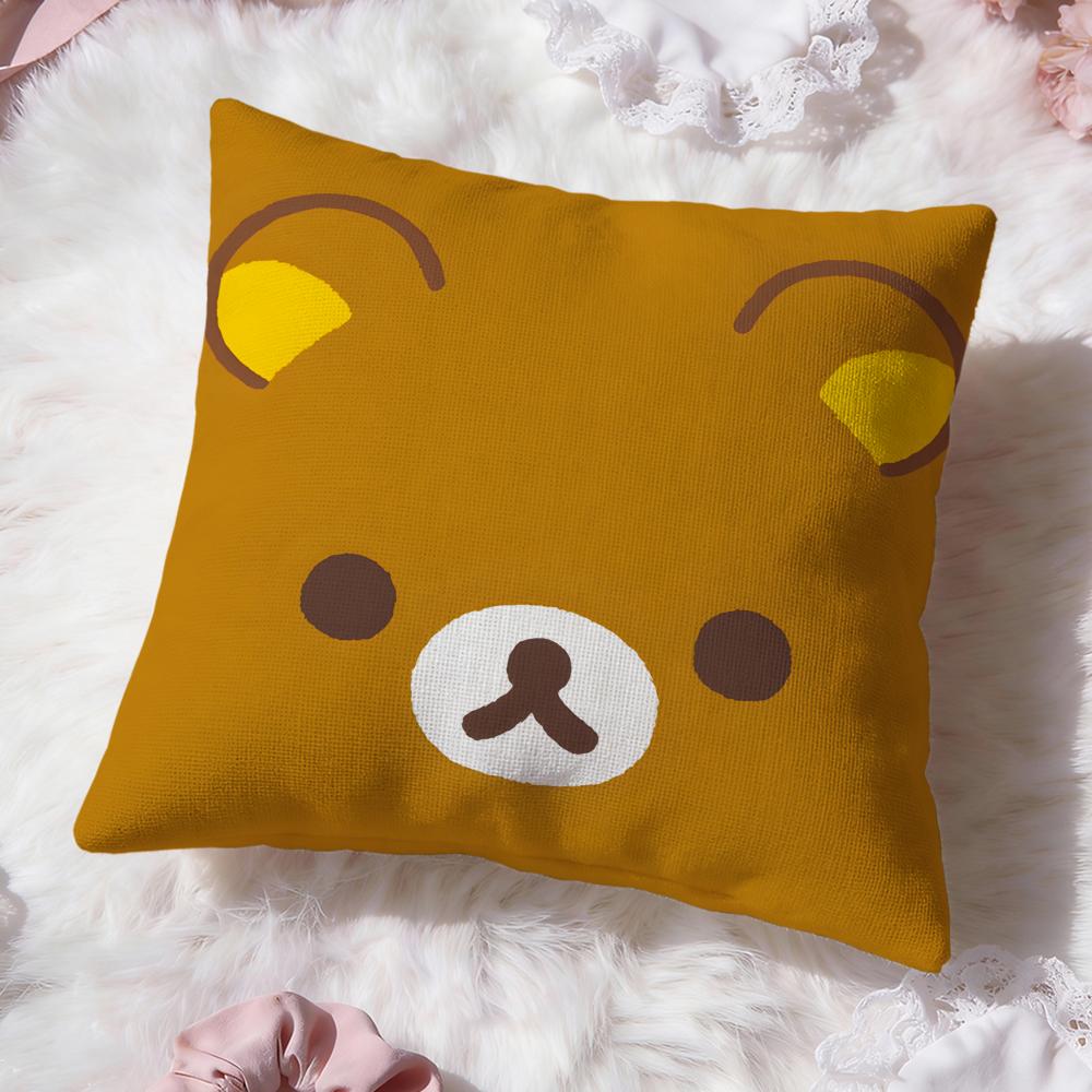 Fashion R-RRilakkuma Cushion Cover Soft Washable Pillow Case Multi-Scene for Couch Bed Travel Office Use