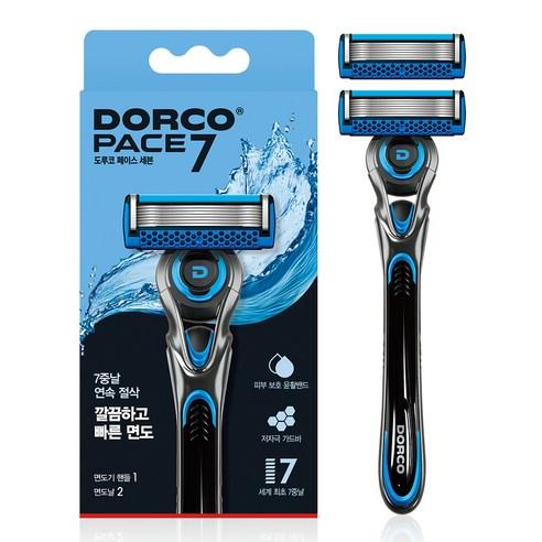 Dorco PACE 7 II Fresh 7-Blade Razor + 2 Replacement Blades, Smooth Close Shave, Easy Rinse, 1 Set