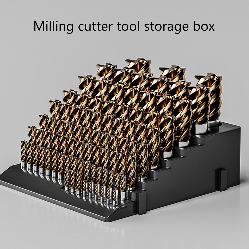 Multifunctional Tool Storage Box for Drill Bits and Milling Cutters In Black with 85 Holes Dispenser Organizers Case