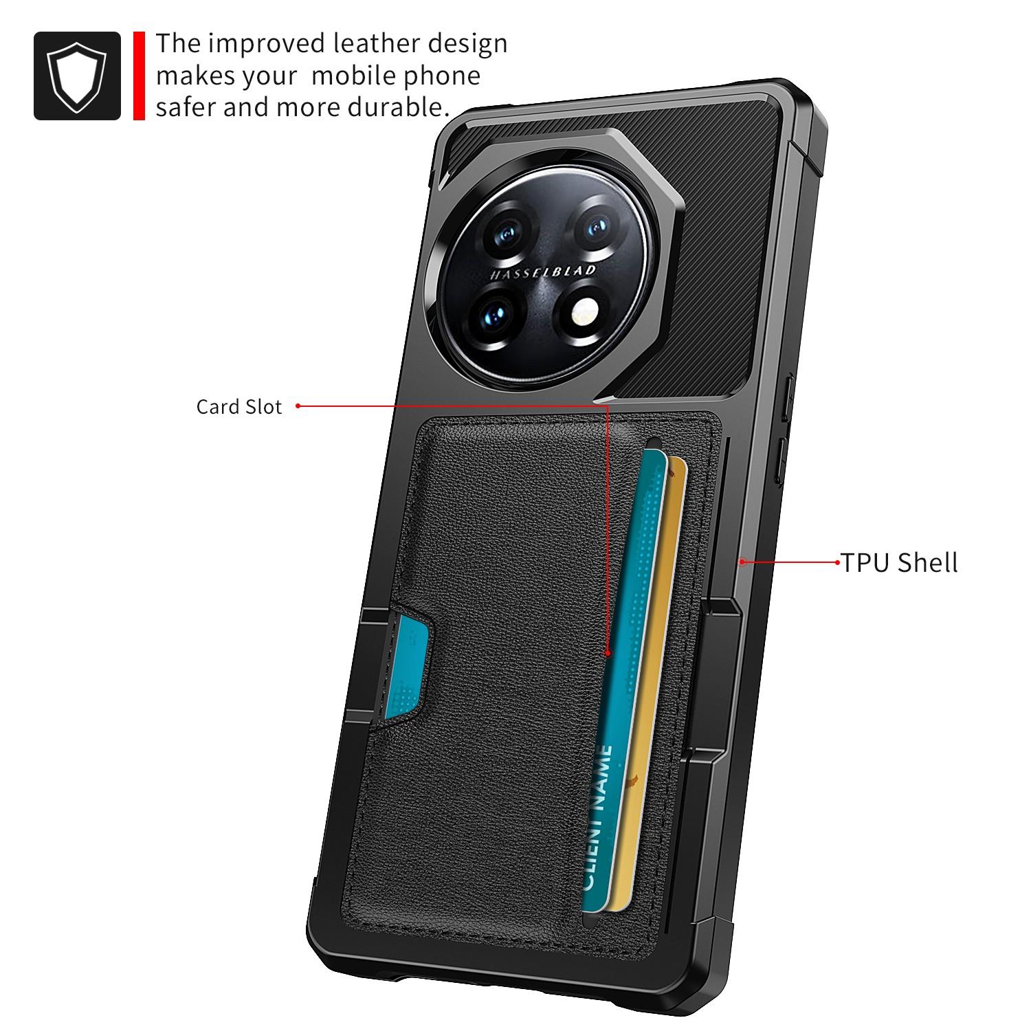 

For OnePlus 11 5G Shockproof Case ZM02 PU Leather Coated Anti-Drop TPU Phone Case with Card Slot A