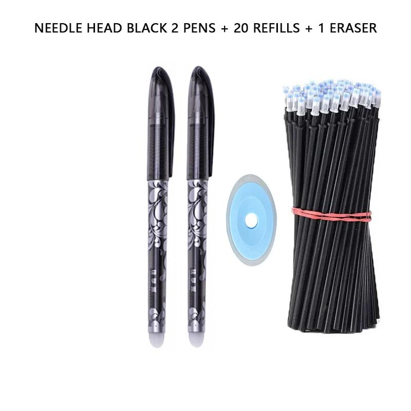3-28 ks Smazatelná pera 0,5 mm Náplň Omyvatelná Rukojeť Modrý/Černý Inkoust Gelové Pero pro Školní Kancelářské Psací Potřeby