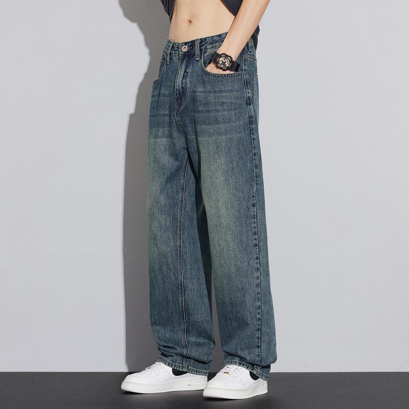 2025 Autumn/Winter Men's Retro High Street Loose Straight-Leg Jeans