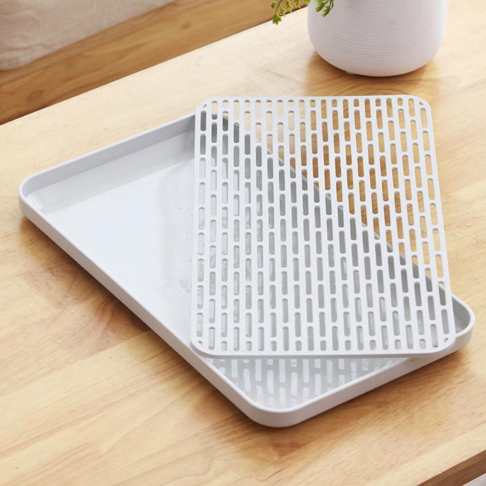Double Layered Tea Cup Drain Tray Water Storage Tea Serving Tray Rectangular Tea Tray For Kitchen