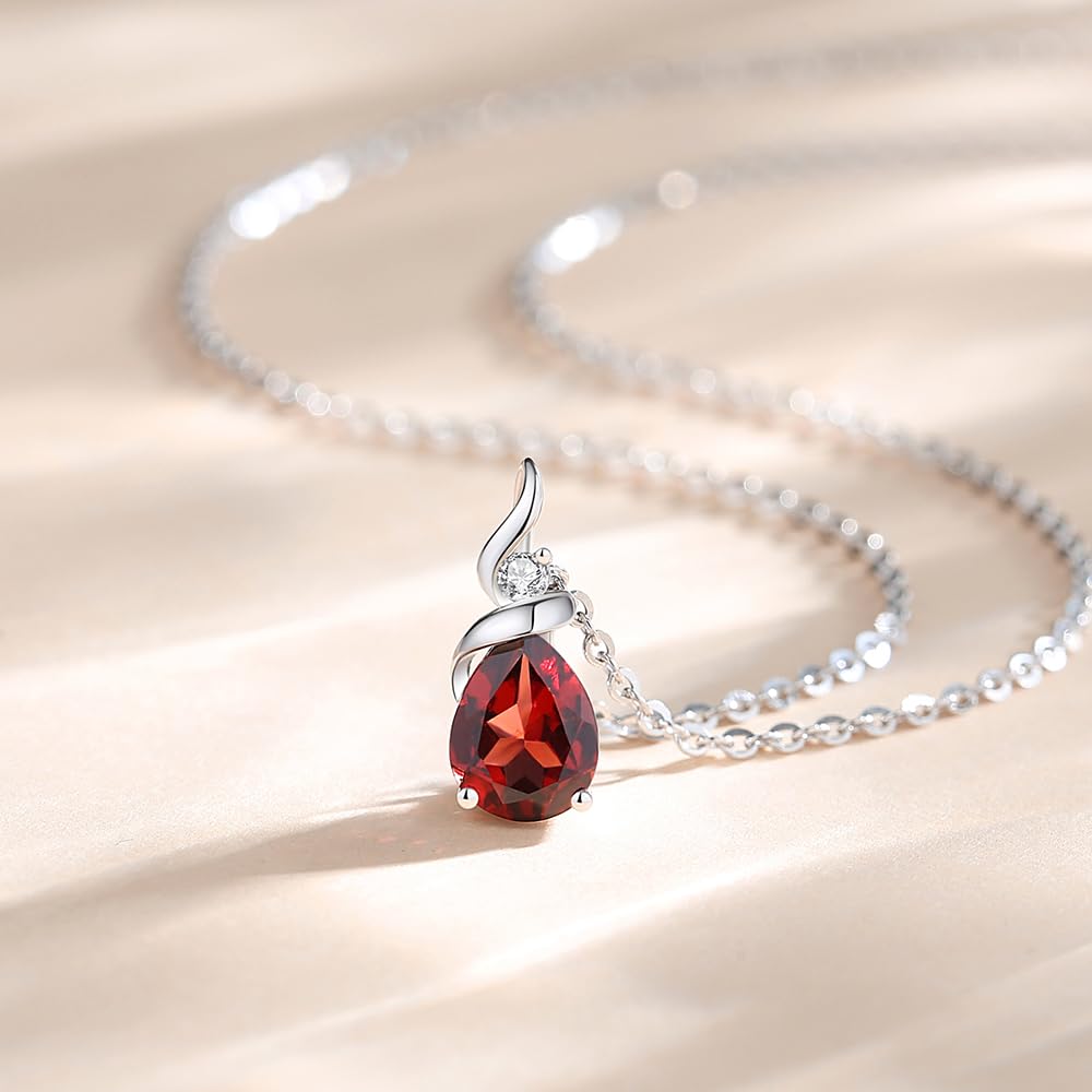 FANCIME Diamond Necklace In 14K White Gold for Featuring Ruby and July Drop Gift Perfect for and Women, Birthstone, Lab-Grown Diamonds, Pattern,