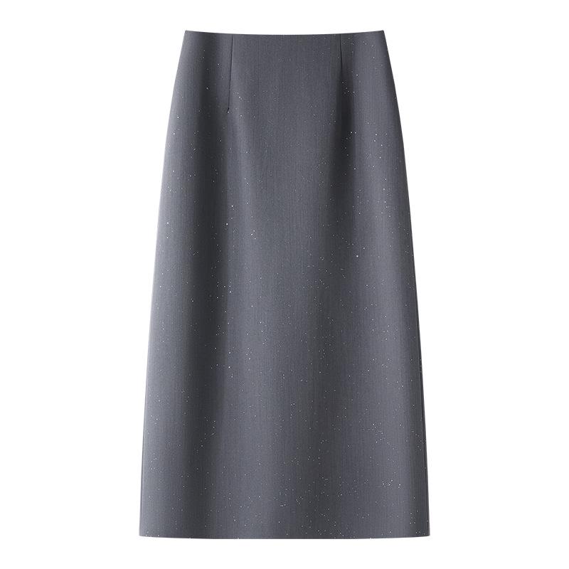 Women's Gray Bodycon Midi Skirt, High-End Spring 2025 Slim Fit