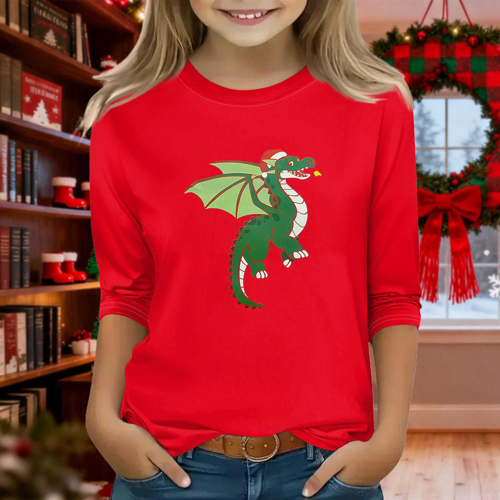 

Принтованные топы для девочек-подростков, футболки с круглым вырезом и рукавами 3/4, модные топы для наряда 140