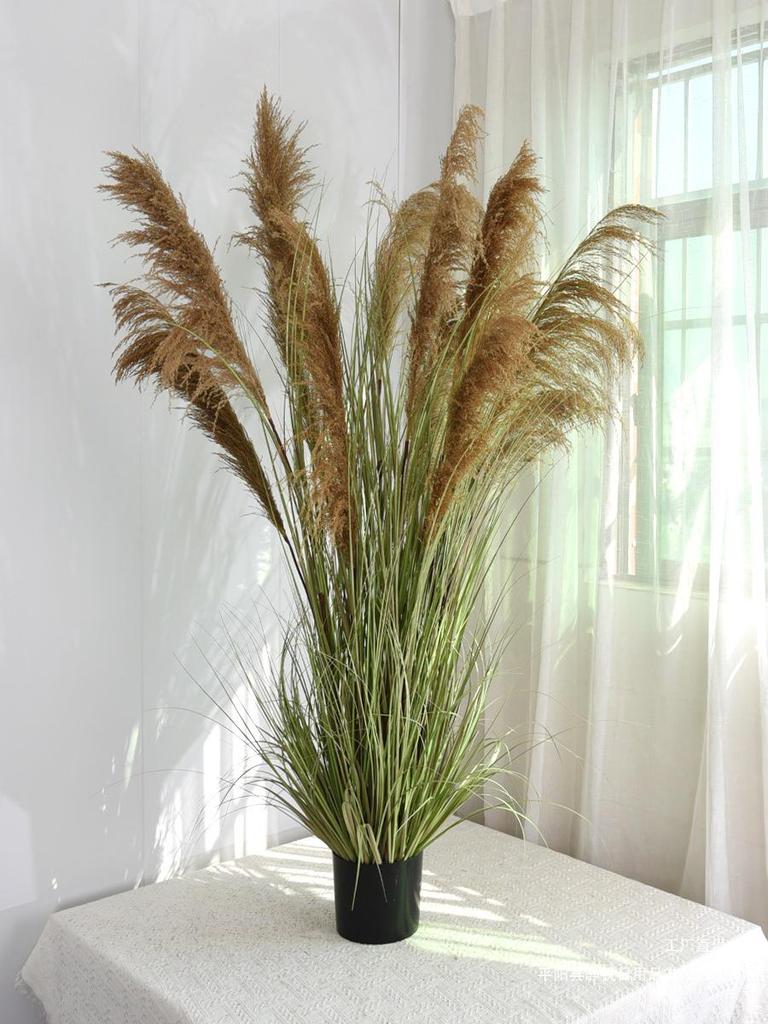 Natural Reed Faux Flowers & Potted Greenery for Home Decor