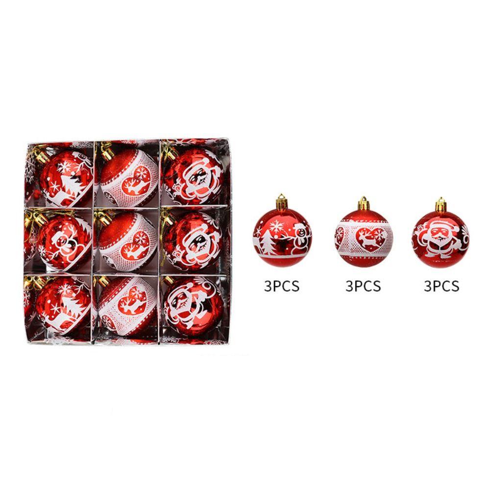

9pcs Electroplated Hanging Bauble Ornament Xmas Tree Hanging Ornament Christmas New Year Party красный
