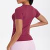 Women's Seamless Knit Solid Color Breathable Short Sleeve Sports Yoga T-shirt